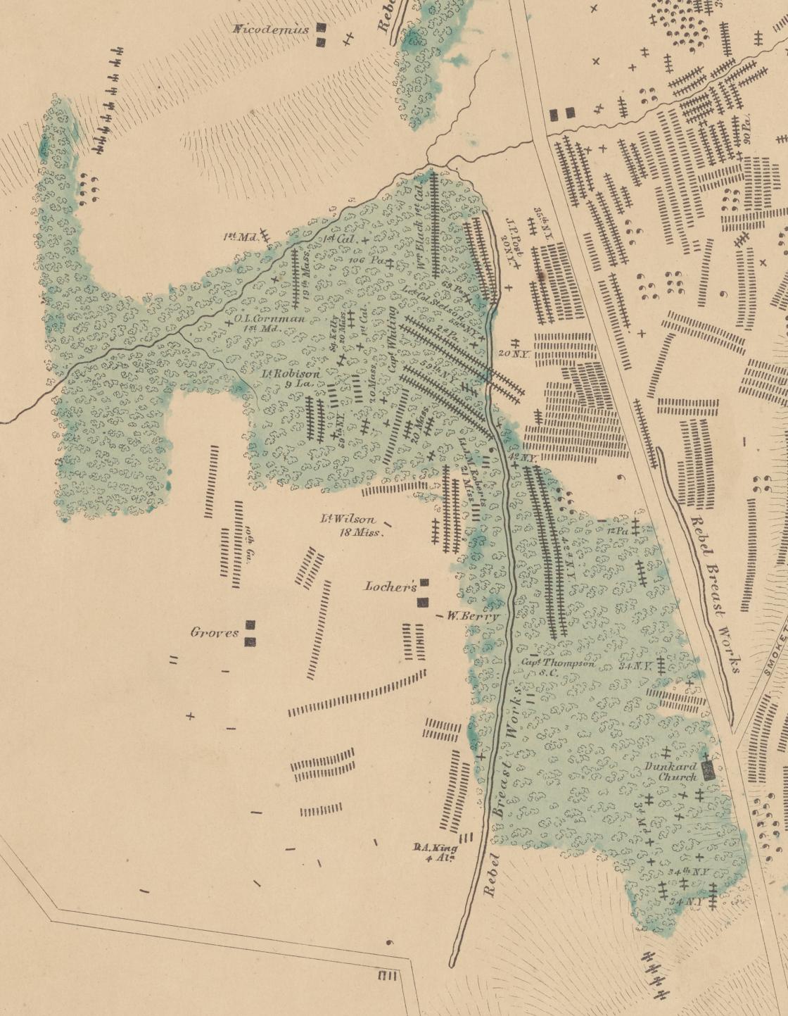 Antietam West Woods Sg Elliott Map Section American Battlefield